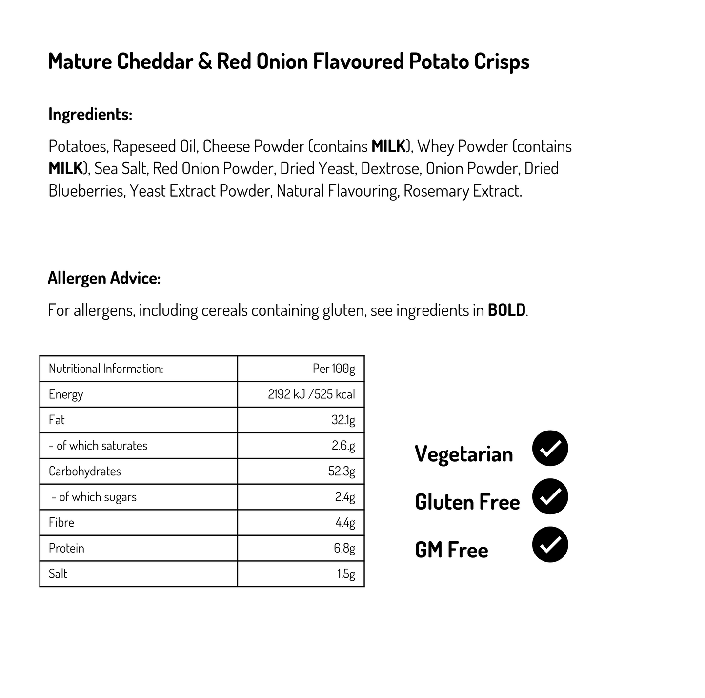 Mature Cheddar and Red Onion Crisps 150g (Caseof 12)