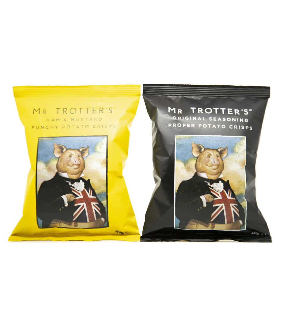 Mr Trotter's Crisps Ham and Mustard, and Original Seasoning Flavour