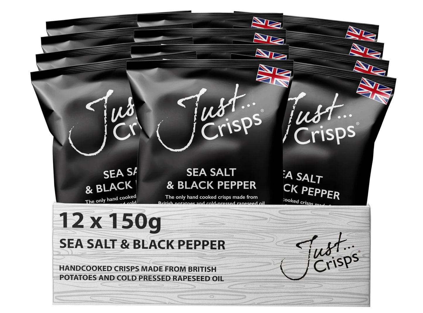 Sea Salt and Black Pepper Crisps 150g (Case of 12)