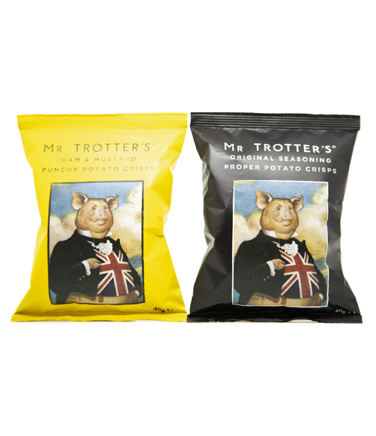 Mr Trotter's Crisps - Ham and Mustard, and Original Seasoning Flavour, 40g (Case of 24)