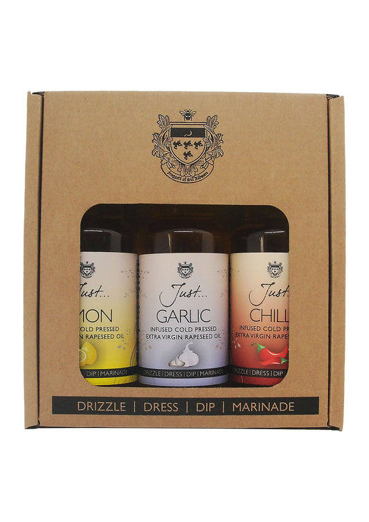 Classic Gift Pack - Lemon, Chilli and Garlic Infused Cold Pressed Rapeseed Oil 100ml (Pack of 3)