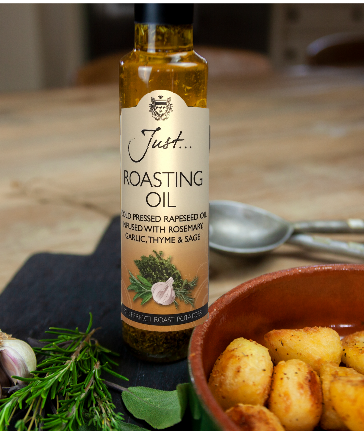 Roasting Infused Cold Pressed Rapeseed Oil with Garlic, Rosemary, Thyme and Sage, 250ml (Case of 6)