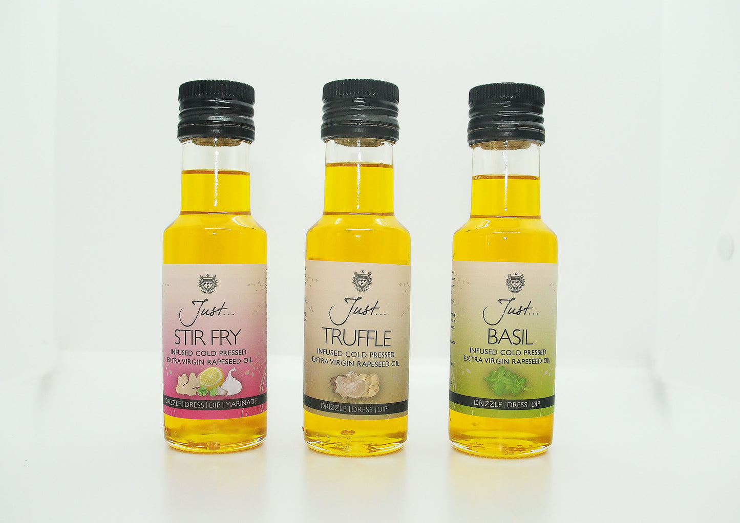 Speciality Gift Pack - Stir Fry, Basil and Truffle Infused Cold Pressed Rapeseed Oil, 100ml (Pack of 3)