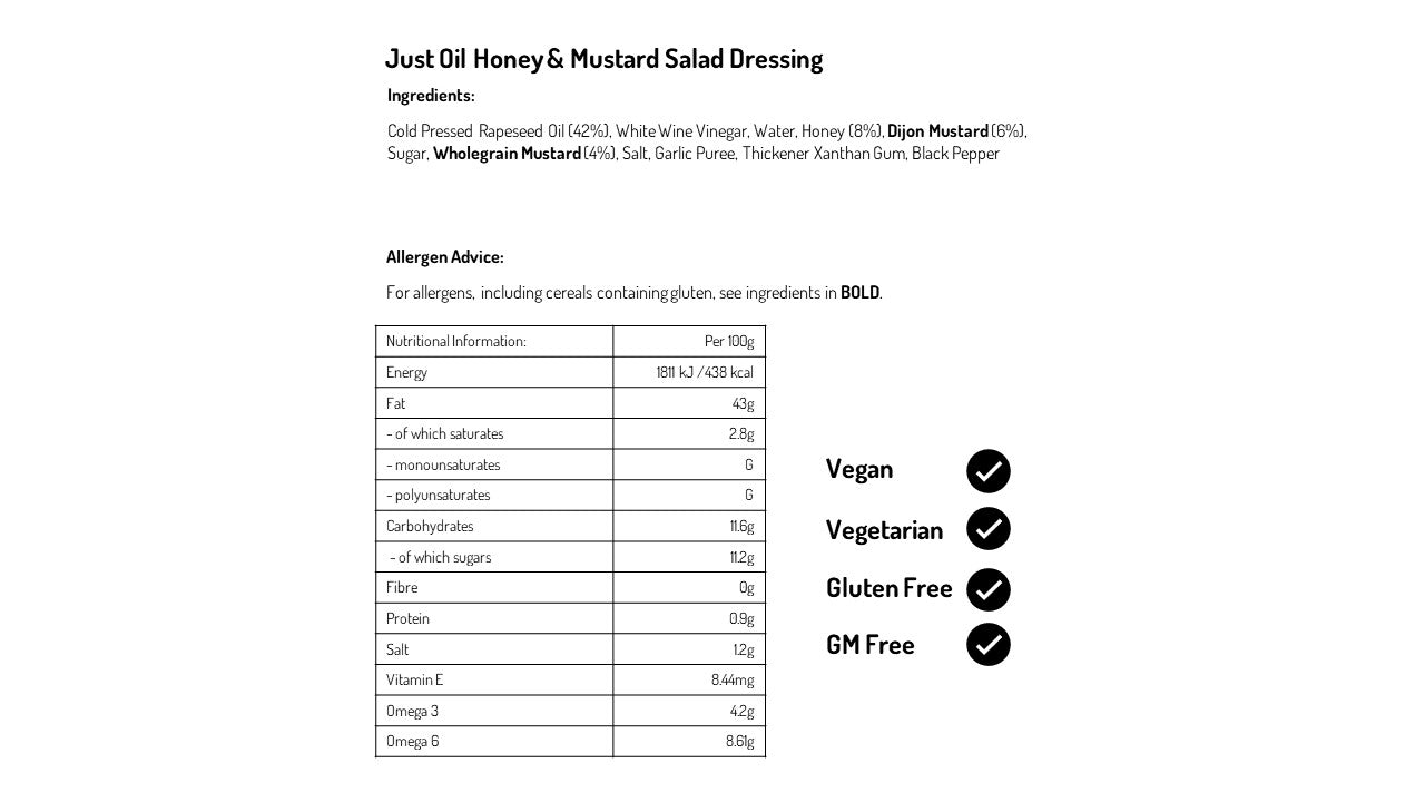 Honey and Mustard Dressing 250ml (Case of 6)