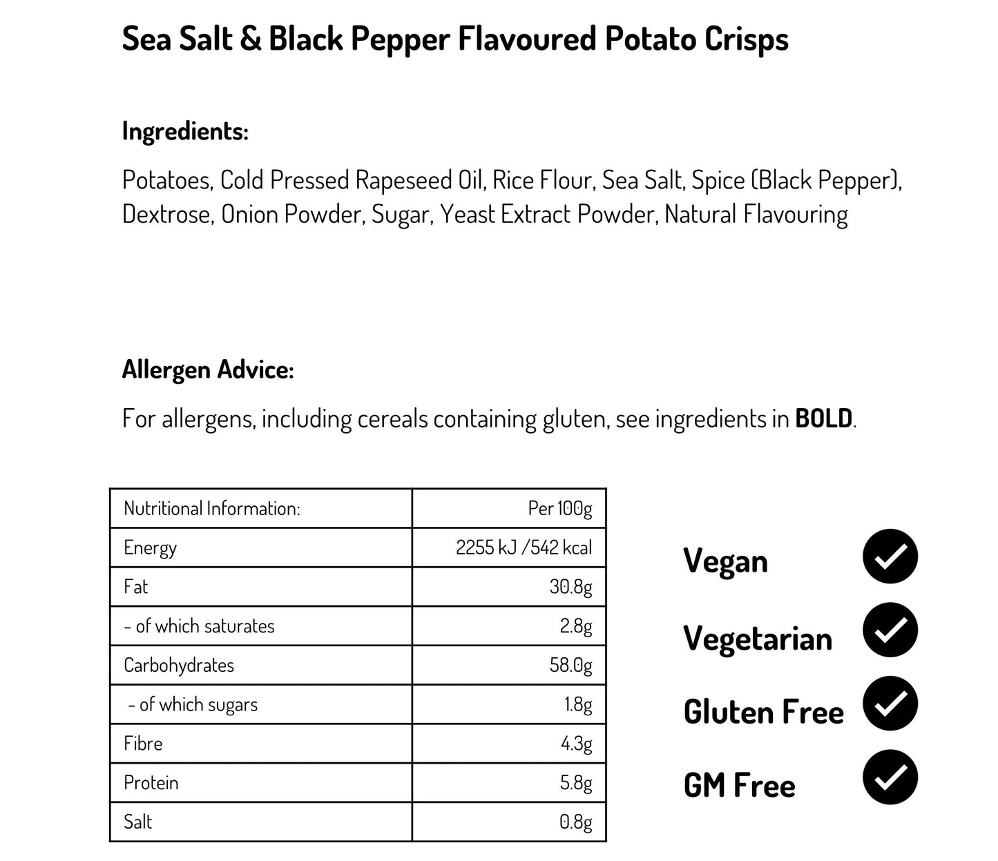 Sea Salt and Black Pepper Crisps 40g (Case of 24)