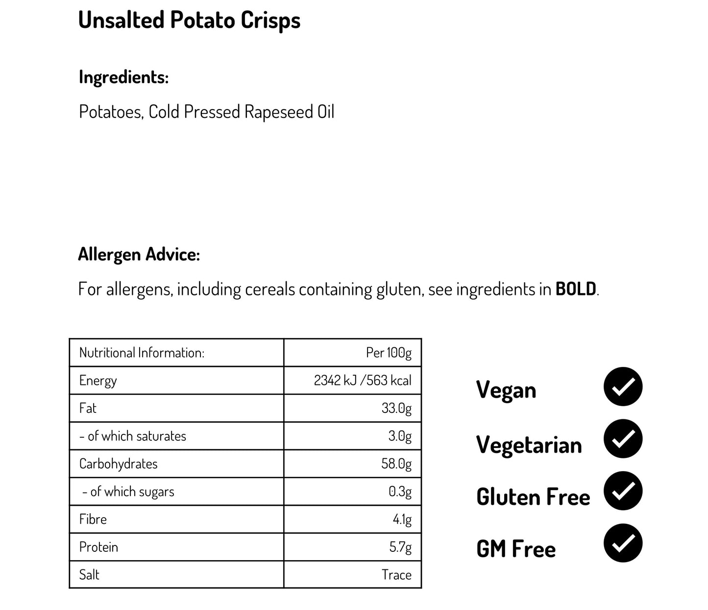 Unsalted Crisps 40g (Case of 24)